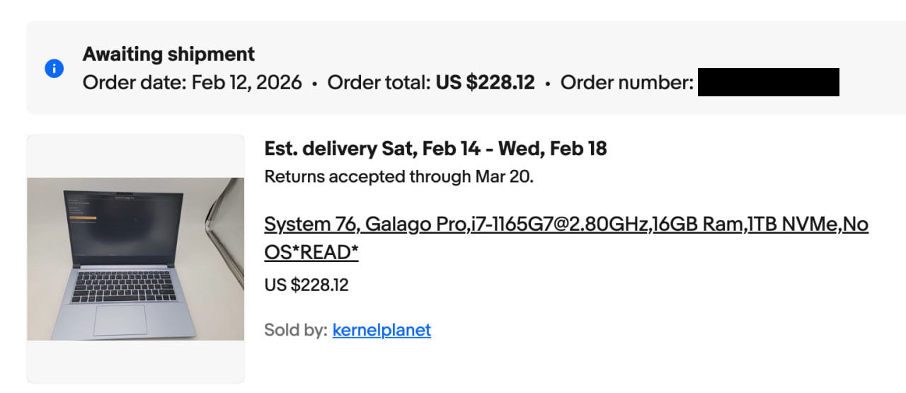 Galago Pro eBay listing