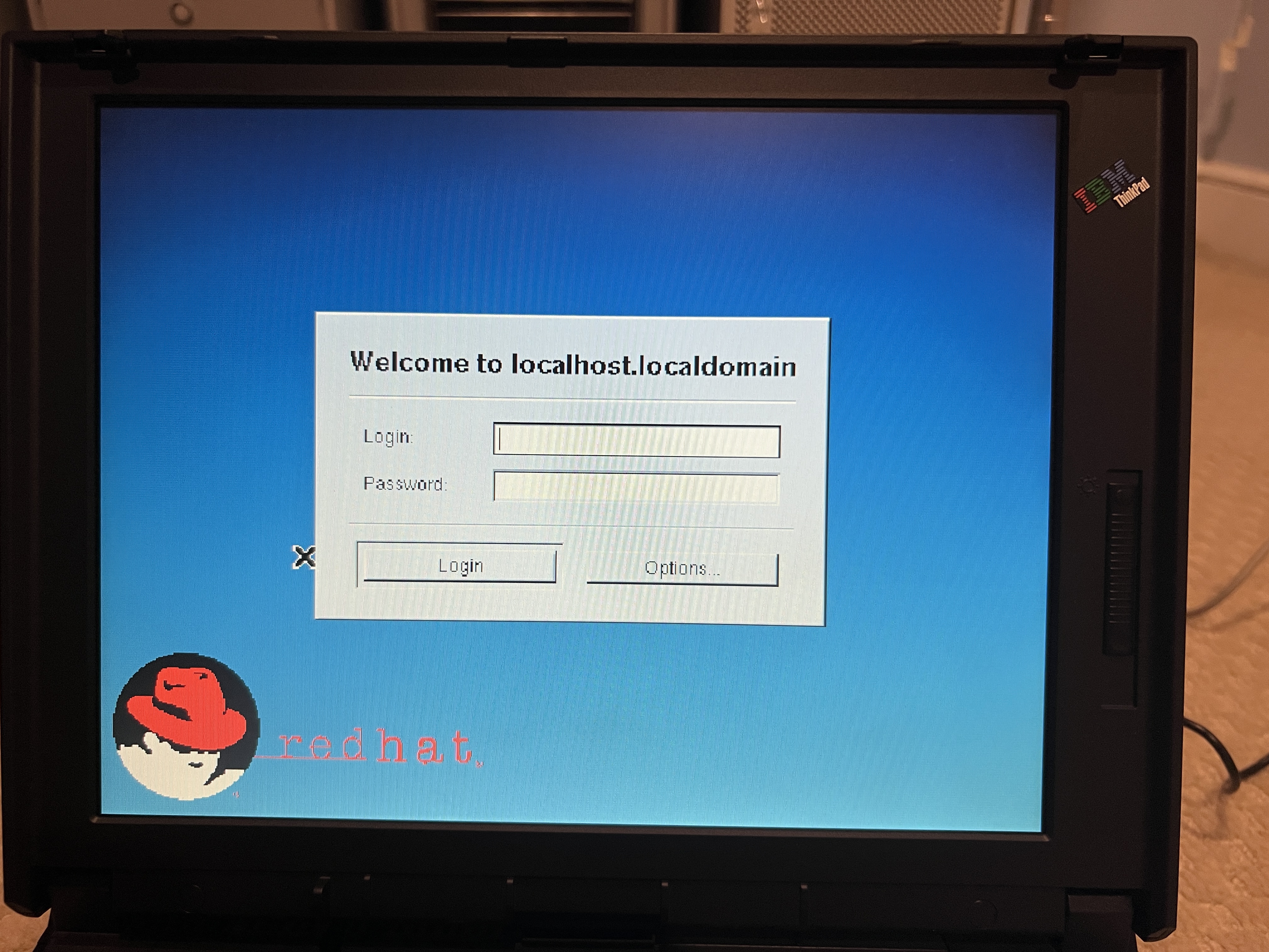 Red Hat login screen